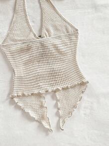 Soleia 女士休闲系带领金属紧固件不对称下摆背心，适合派对、海滩、巡游、度假、约会、下午茶、度假、音乐节、波西米亚风格