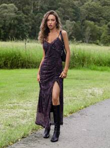 Roylia Sexy Slip Dress With Frill Trim And Bowknot Straps - Multicolor - View 1