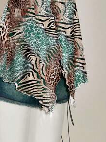 SHEIN ICON بلوزة أنيقة ذات طبعة نمر بسيطة وجذابة، مناسبة للصيف