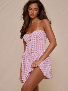 MUSERA 女士格子迷你连衣裙春夏可爱假期优雅节日生日甜蜜逃离西部乡村伊比沙岛假日音乐会秋季约会之夜、夜间外出、生日圣诞节秋冬