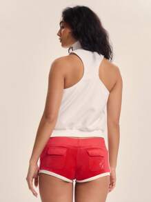 Musera Sport Chaqueta sin mangas de toalla con cuello alto bordada con "Sport" para actividades, entrenamiento, gimnasio, otoño, primavera, verano, vacaciones - Blanco - Ver 4