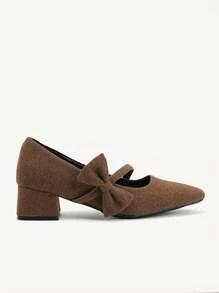 CUCCOO CHICEST Brown Bowknot Chunky Heel Fashion Women High Heel Shoes - Brown - View 4