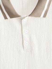 2 Pcs Set Of Casual Vintage Loose Fit Polo Shirt + Mid-Waist Relaxed Shorts For Teen Boys & Young Teen Boy, Suitable For Daily Wear - Multicolor - View 4