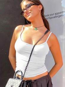 INAWLY Solva Women's Simple Solid Color Casual Versatile Camisole - White - View 4