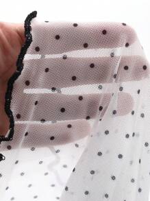 DAZY Plus Size Women's Casual Korean Style Polka Dot Long Sleeve T-Shirt, Summer Preppy Tops,Fall Women Clothes