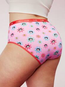 LUVLETTE BETTY BOOP X LUVLETTE Set de lenjerie intimă pentru femei Airy Cotton Basics cu talie înaltă, pachet de 2 buc.