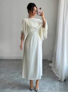 Rafferiza Elegantes tailliertes Kleid mit Schulterschlaufe und Quasten für Frauen