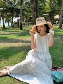 DAZY Women Sleeveless Mid-Length Dress, Fashionable For Summer Vacation Outfits Women - White - View 3