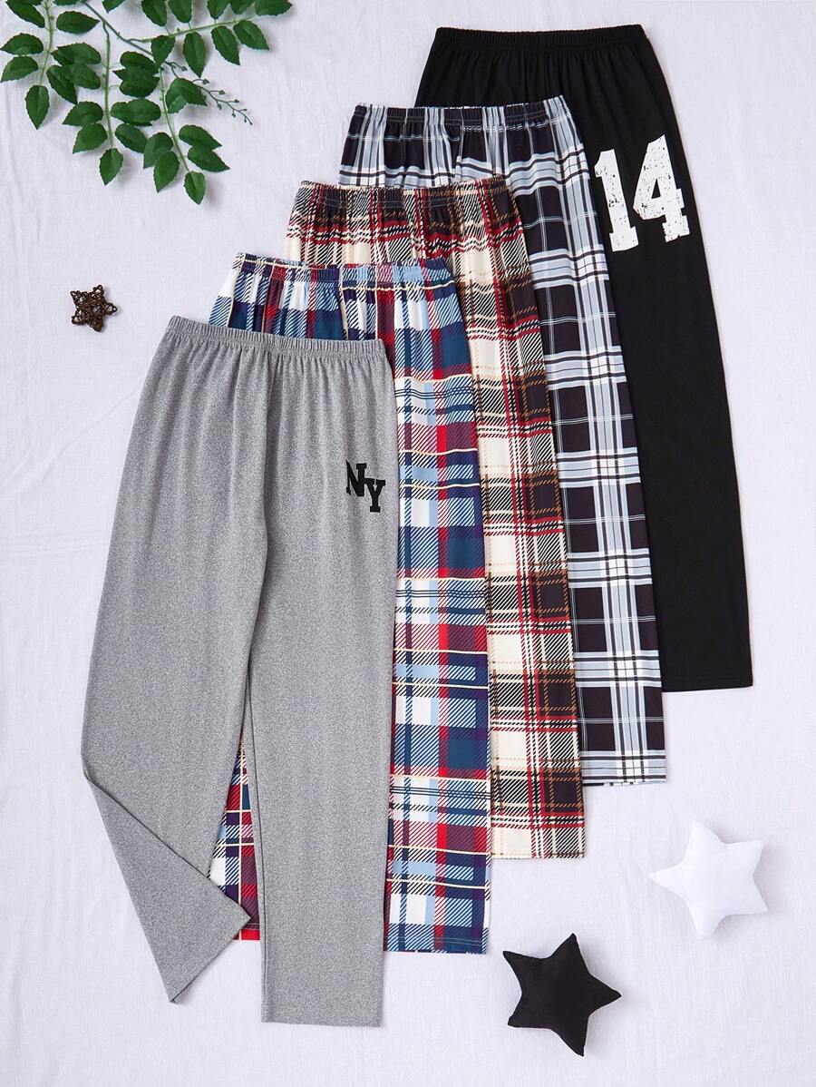 5 件套男童格子休闲裤，这款裤子组合套装适合青少年男孩居家休闲穿着，也可作为室内休闲装穿着。简约的设计风格易于搭配，让男孩在家中散发时尚活力。适合 4 季，弹性透气的针织面料，可机洗，舒适贴合，易于护理（5 件单独出售） - 彩色 - 查看 1