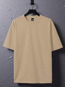 Manfinity Roughcore T-shirt ample décontracté pour hommes avec imprimé en lettres sculptural, Été - Nude - Voir 3