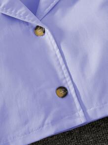 2 件套青少年女孩套装：短款西装外套和宽腿褶皱裤 - 紫色 - 查看 5