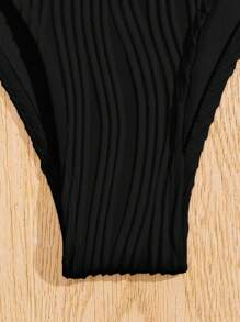 Women's Summer Beach Faux Pearl Decorated Shoulder Strap Sexy Bikini Set