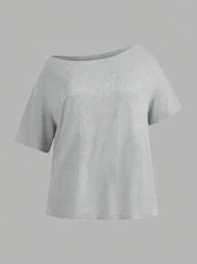 SHEIN EZwear 3pcs Plus Size Solid Color Asymmetric Neck Loose T-Shirts, Summer Wear - Multicolor - View 5