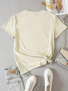 Casual Nautical Lobster Print T-Shirt, Suitable For Ocean Lovers - Yellow - View 2