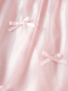 SHEIN Playful Pals Infant/Baby Girl Casual Cute Pink Organza Dress With Multiple Ribbon Bows