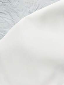 EMERY ROSE 女士优雅通勤休闲时尚百搭舒适图案面料衬衫领半袖常规设计白色加大码衬衫，适合春季、夏季、秋季