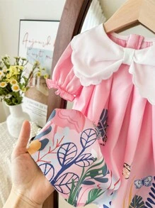 LMoss Kids 可爱夏日粉色碎花泡泡袖娃娃裙，适合女宝宝 - 彩色 - 查看 7