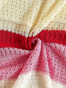 Soleia Women's Colorful Patchwork Knitted Yarn Fitted Ruffled Hem Layered Mini Dress, Vacation Sexy Club Party Date - Multicolor - View 6