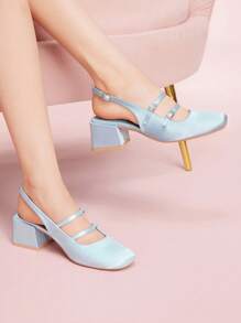 CUCCOO DOLLMOD Red Patent Women Mary Jane Pumps - Blue - View 5