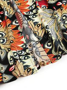 SHEIN Clasi Plus Size Bohemian Style V-Neck Floral Print Dress For Women - Black - View 3