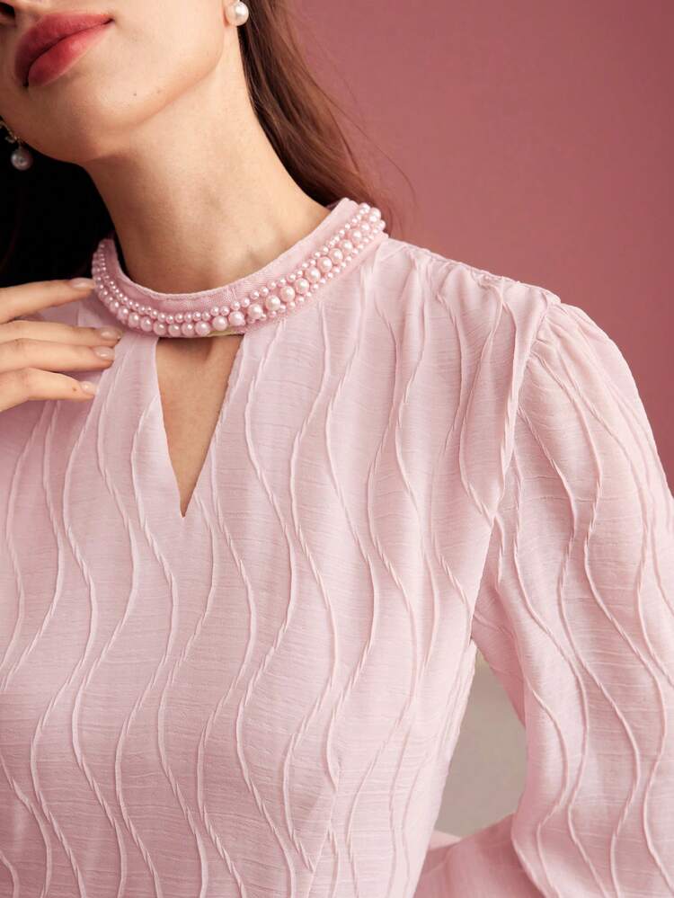 TEXTURED KEYHOLE NECKLINE DRESS,SPRING/SUMMER