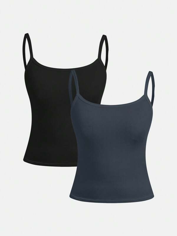 SHEIN Girlism 2 Stücke/Set Teenager Mädchen einfaches, bequemes und hautfreundliches Camisole-BH Set