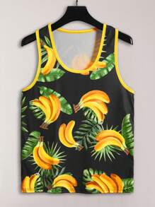Manfinity RSRT Camiseta de tirantes casual con estampado de plátanos para hombres de vacaciones