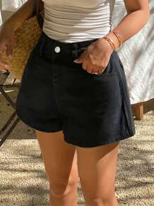 Livesso Nuevos shorts vaqueros de mujer de estilo casual y holgado con estampado de leopardo para verano