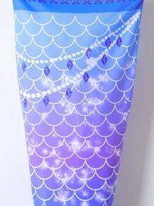 Sparklyn Young Girl Mermaid Scale Print Ruffled Swimsuit Set With Matching Fish Tail Skirt, Random Print Mermaid Outfit Mermaid Tail Kids Bathing Suit Mermaid Beach Girls Clothes Mermaid Bathing Suit Kids Mermaid Swimsuit For Kids Summer Holiday