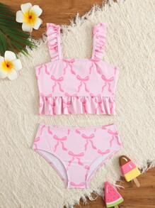 Girl (Small) Camisole Style Bikini - Pink - View 1