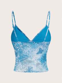 SHEIN ICON Paisley Print Criss-Cross Strappy Tank Top, Perfect For Vacation,Rave Top - Blue - View 2