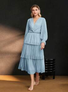 MOTF Soiréza 纹理扭纹前襟鸡尾酒会礼服