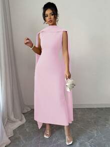 Elenzga Simple Solid Color Dress For Women, Commuter Style, Suitable For Summer - Pink - View 4