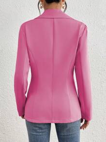 Chiquease Casual Single-Button Suit Jacket - Watermelon Pink - View 2