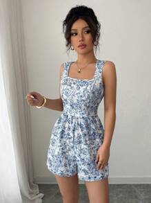 Elenzga Mono sin mangas con cuello en V para mujer, de moda para el verano