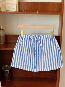 Comfortcana 大码条纹休闲短裤，夏季时尚