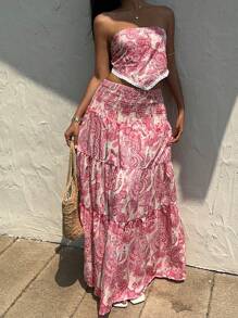 Sunnyshic Váy Maxi Dài Cạp Thấp In Họa Tiết Paisley Rộng Rãi Cho Nữ, Khu Nghỉ Mát Bãi Biển Mùa Hè - Nhiều màu - Xem 6