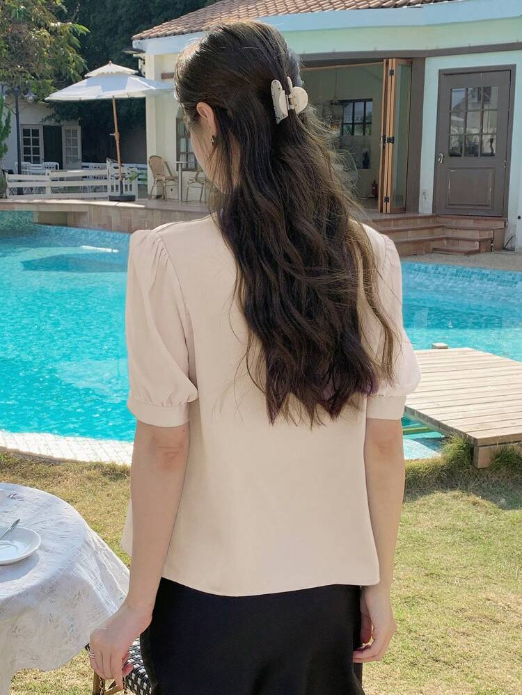 Spring New Arrivals Valentine's Day Elegant Casual Vacation Solid Color Women Shirts,Business Casual Women