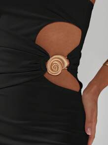 MISSGUIDED One Shoulder Cut-Out Mini Dress Cocktail Party Evening Bodycon Dress With Gold Rose Detail Side Cut Out Club Night Out,Party Dress