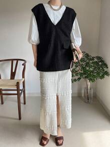 FRIFUL 女士夏季休闲宽松吊带背心 - 黑色 - 查看 2