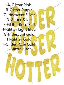 Set Of 3 Pre Strung Older Wiser Hotter Glitter Banner Funny Birthday Banner For Women 30th 40th 50th 60th 70th 80th Birthday Party Decorations Sign Gift - Multicolor - View 3