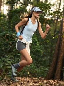 In My Nature Women Simple Solid Color Outdoor Sports Tank Top Hiking Women Clothes - Baby Blue - View 3