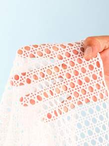 Tween Girls' Solid Color Hollow-Out Crochet Cover Up, Vacation/Beach - White - View 7