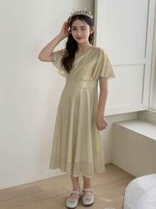 DAZY Tween Girl Woven Short Sleeve Dress For Summer