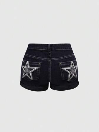 ROMWE Avant Pantaloncini di jeans a vita bassa stile Y2K da donna