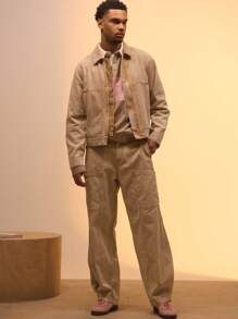 Musero Utility Pocket Detail Straight Leg Belted Denim Trousers Only Spring Summer Vacation Easter Streetstyle Y2k - Brown - View 1