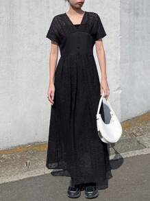 FRIFUL Vestido largo de mujer, vestido de verano elegante y de alta calidad en color negro para vacaciones