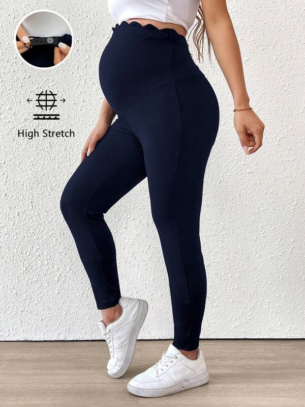 SHEIN Pantalones de maternidad con cintura ajustable, minimalistas y de moda, adecuados para el verano