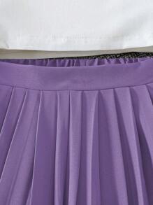 2 件套青少年女孩套装：短款西装外套和宽腿褶皱裤 - 紫色 - 查看 6