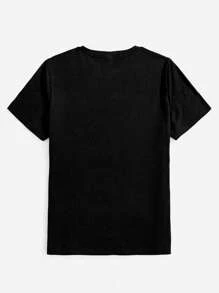 Chiquease Peach & Letter 图案 T 恤 Just Peachy 图案 T 恤 女式上衣 - 黑色 - 查看 2